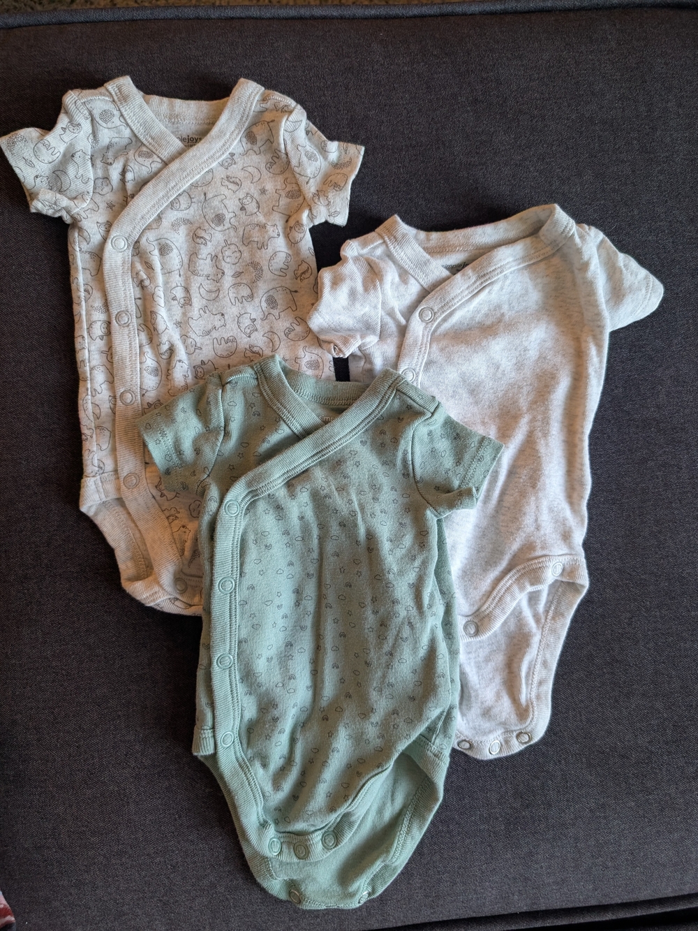 Carter's Sage Green & Neutral Short-Sleeve Baby One-Pieces (3 Pack)